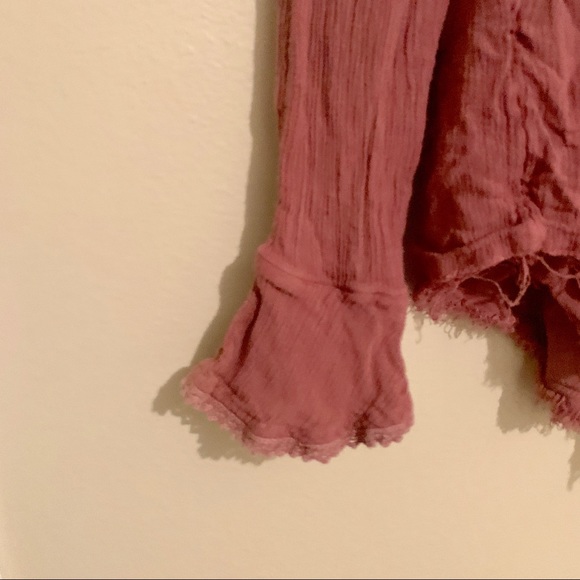 Free people burgundy button up flowy long sleeve - Picture 3 of 7